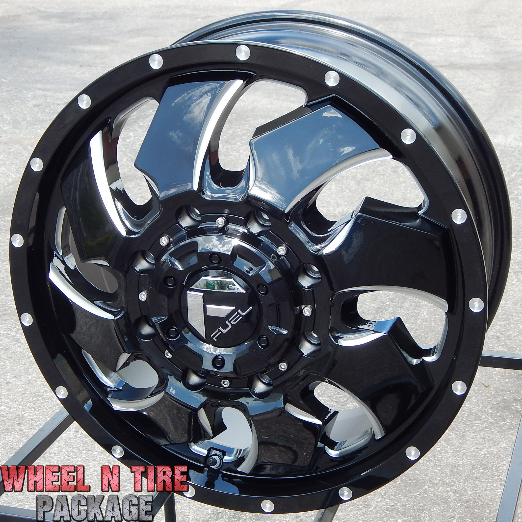 20" BLACK FUEL CLEAVER DUALLY WHEELS RIM CHEVY SILVERADO GMC 3500 4x4