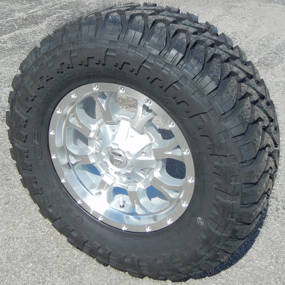 17" Fuel Krank Silver Wheels Rims Fuel M T Mud Terrian Tire Ford F250 F350 8x170