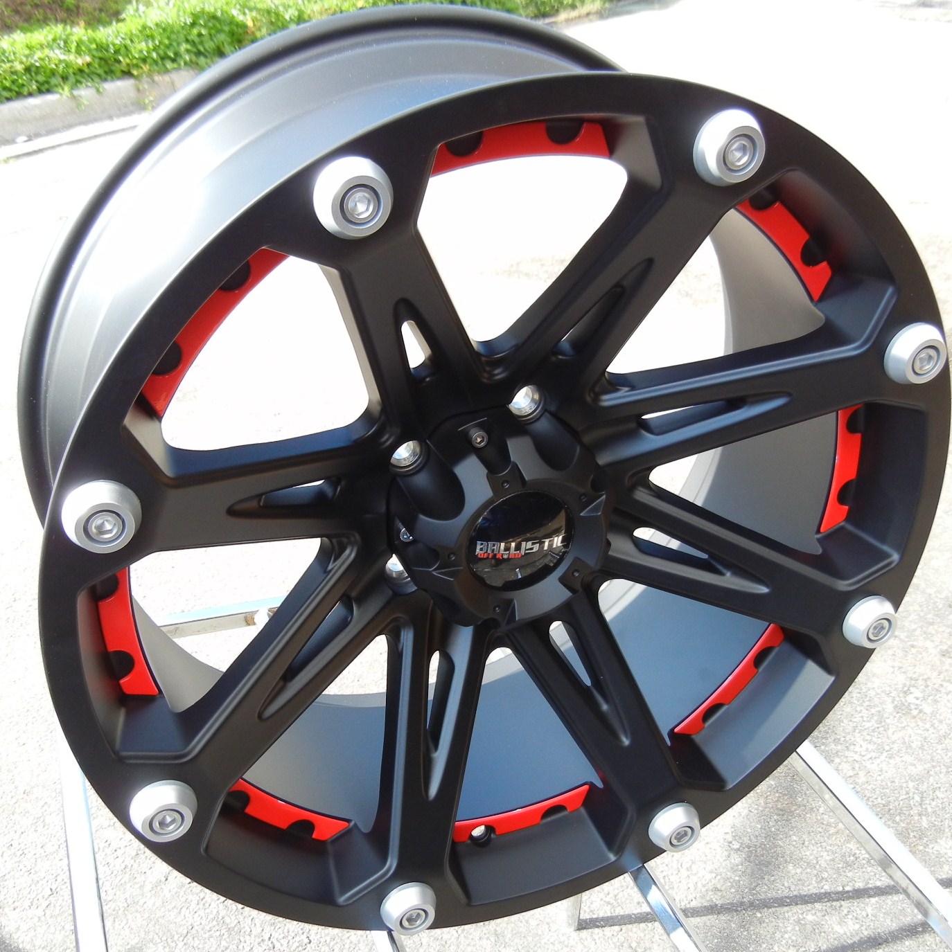 BLACK & RED BALLISTIC JESTER WHEELS RIMS TOYOTA TUNDRA SEQUOIA 5X150